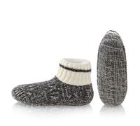 WOTENCE Mens Slipper Socks Fluffy Fuzzy Warm Holding Sock Non Slip Knitted Thick Lined Cosy Winter Home Slippers Socks(Dark Grey)