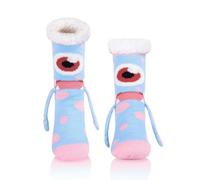 WOTENCE Women Slipper Socks Fluffy and Warm Fleece Lined with Grippers Non Slip Cute Animals Socks Winter Home For Women and Girls（Monster Blue）