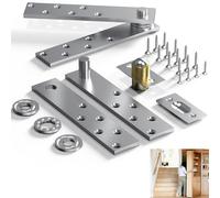 Wotendy Heavy Duty Hidden Door Hinges, 360° Rotation Stainless Steel Pivot Hinge, Up to 260kg Load-Bearing, for Secret Door or Concealed Door, Sliver