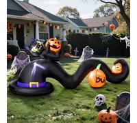 Wothfav 8FT Halloween Inflatables Decorations Witch Hat and Black Cat with Built-in LED Lights, Blow Up Yard Decor Halloween Decor Indoor Outdoor Lawn Garden Home Light Up Porch Decoration