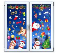 Wothfav Christmas Decoration Window for Indoor and Outdoor Use, 9 Sheets Window Stickers Christmas Self-Adhesive PVC Window Sticker Christmas Winter for Fridge, Mirror, Tile Walls, Shop Window