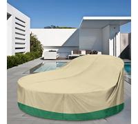 Wothsi Outdoor Round Daybed Cover, 88-Inch Heavy-Duty Waterproof and UV-Protected Patio Cover for Round Daybeds (Green, 88"L x 85"W x 16"/35"H)