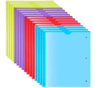WOTI Heavy Duty 2-Side Prong Folders with Clear Front Pocket 16 Pack, Ultra-Durable Plastic Folders (0.7 mm) for Letter Size - Smart Project Comparison, Vibrant Colors, School Office Supplies