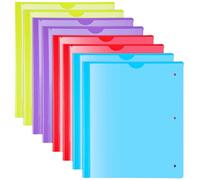 WOTI Heavy Duty 2-Side Prong Folders with Clear Front Pocket 8 Pack, Ultra-Durable Plastic Folders (0.7 mm) for Letter Size - Smart Project Comparison, Vibrant Colors, School Office Supplies