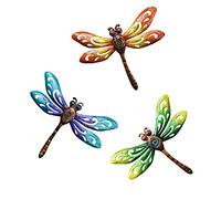 wotieuns Metal Dragonfly Wall Decoration, Garden Fence Outdoor Wall Art, Outdoor Wall Decoration, Outdoor Art Decoration Dragonfly, Suitable for Living Room, Bedroom, Yard and Porch, Set of 3