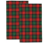 Wotinsi Bath Hand Towels Set of 2 Christmas Scottish Tartan Towels for Bathroom Soft Absorbent Decorative Hand Towel for Kitchen Sports Gym Yoga Home Decor 14 x 28 in