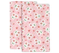 Wotinsi Kawaii Cherries Set of 2 Soft Absorbent Bath Towels, Kitchen Sports Gym Yoga Home Decor 14 x 28 in