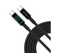 WOTOBEUS 10ft Silicone USB-C to USB-C Cable with LED Power Display, Real-Time Digital Screen Shows Fast Charging Wattage, Extra Long Soft Touch Cord for iPhone, Pixel, iPad, Tablets, MacBook, Laptops