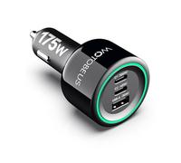WOTOBEUS 175W Dual USB-C Car Charger with Color-Changing LED Indicator, PD3.0 100W PPS45W Fast Charging, Compatible with iPhone 17/16/15 Series, Galaxy S25/S24, Pixel, MacBook, iPad & Type-C Laptops