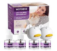 WOTOBVZ Cat Calming Plug-in Diffuser, Cat Pheromone Diffuser for Anxiety Relief in Cats, 6-in-1 Cat Calming Diffuser Kit with 2 Diffusers + 4 Refills (48ml), 120 Day Long Lasting