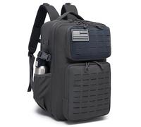 Wotony Military Tactical Backpack for Men Waterproof Daypack 3 Day Assault Pack Laser-Cut MOLLE Webbing Design with Water Bottle Holder Black Small Tactical Assault Bag (dark gray, 35L)