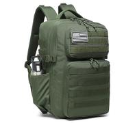 Wotony Military Tactical Backpack for Men Waterproof Daypack 3 Day Assault Pack Molle Bag with Water Bottle Holder (Military green, 35L)