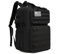Wotony Military Tactical Backpack for Men Waterproof Daypack 3 Day Assault Pack Molle Bag with Water Bottle Holder (Black, 35L)