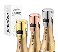 WOTOR 3 Pack Champagne Stoppers with Stainless Steel Champagne Saver with Food Grade Silicone Leak proof Keep Fresh Suitable for Champagne, Cava, Prosecco and Sparkling（Triple Color）