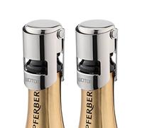 WOTOR Champagne Stoppers with Stainless Steel Champagne Bottle Stopper with Food Grade Silicone Reusable Champagne Cork, Saver Suitable for Champagne, Cava, Prosecco, Sparkling Wine (Silver, 2pack)