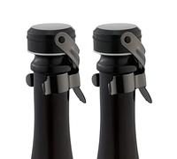 WOTOR Champagne&Wine Stopper Stainless Steel with Food Grade Silicone, Leak-Proof and Bubble Retaining Saver Keeps Wine&Champagne Fresh，Suitable for all Standard Size Wine&Sparkling(2 Pack MetalBlack）