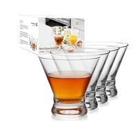 WOTOR Stemless Martini Glasses Set of 4, 240ml Cocktail Glass Set, Fancy Modern Martini Cups for Bar, Short and Small Margarita Glasses