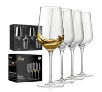 WOTOR White Wine Glasses Set of 4, Hand Blown Crystal Wine Glasses with Long Stem, 430ml Red & White Wine Glasses with Great Gift Packaging, Light, Large, Modern Wine Glasses (Clear)