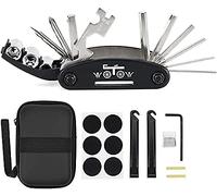 WOTOW 16 in 1 Multi-Function Bike Bicycle Repair Tool Kit Allen Wrench with Tire Pry Bars Rods (Black, 16 in 1 Tool with Bag)