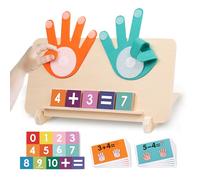 wotoyd Montessori Math Learning Toy for 3 4 5 Year Olds, Double-Sided Wooden Number Tracing & Finger Counting Board with Number Blocks, Educational STEM Toys Gift for Toddler Boys Girls Ages 3+