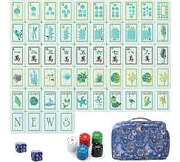 WOTOYS Mahjong Tile Set, 4-Layer American Mahjong Tiles with 50 Chips,2 Dice & Blue Printed Carrying Bag Case, 160 Pcs Mahjong Sets with Acrylic Engraving for Home, Travel & Game Nights