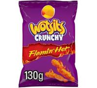 Wotsits Crunchy Extra Flamin' Hot Crisps 130g (Pack of 8) "Crunch Into Happiness" For All Occasions