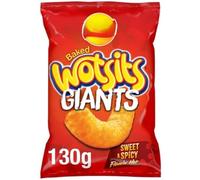 Wotsits Giants Flamin' Hot Sharing Bag Crisps 130g (Pack of 2) "Crunch Into Happiness" For All Occasions