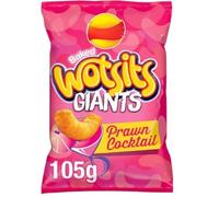 Wotsits Giants Prawn Cocktail Sharing Bag Crisps 105g (Pack of 4) "Crunch Into Happiness" For All Occasions