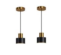 WOTTES Pendant Light Single Light Nordic 1.5 m Height-Adjustable Cable E27 Metal Pendant Lamp for Dining Room Bedroom Bed Stairs Kitchen 2 Pieces