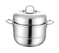 WOTZOV 2-Tier Stainless Steel Steamer Set with Induction Safety,Soup Pot -Sturdy Steel Handles -28cm,30cm,32cm-30cm，32cm