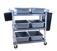 WOTZOV 3 Tier Rolling Utility Cart with Wheels, Heavy Duty Commercial Grade Mobile Storage and Organization Cart for Kitchen, Bar, Restaurant,Grey C