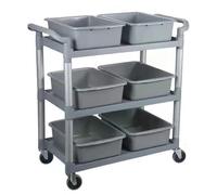 WOTZOV 3 Tier Rolling Utility Cart with Wheels, Heavy Duty Commercial Grade Mobile Storage and Organization Cart for Kitchen, Bar, Restaurant,Grey B