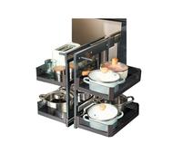 WOTZOV 4 Aluminium Corner Basket Pull Out Soft Close Aluminum Alloy for Blind Cabinets Left/Right Open Compatible Optimizes Space in 300mm Cabinets，350 cabinet