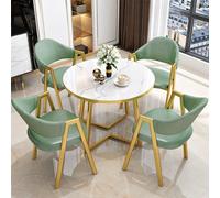 WOTZOV 5-Piece Modern Round Dining Table Set with Marble Top Includes 1 Table & 4 Stylish Chairs Perfect for Home Kitchen Dining Elegant Furniture #2
