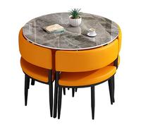 WOTZOV 5Piece Dining Set For 4: Stylish Square/Round Kitchen Table & Chairs Perfect For Small Spaces Ideal For Family Gatherings And Entertaining.,Round a 90cm/35.4in