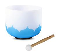 WOTZOV 8 Inch G Note Crystal Singing Bowl, Lotus Design Throat Chakra Crystal Singing Bowl with Rubber Mallet and O-ring,440Hz
