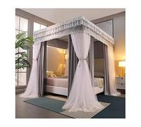 WOTZOV 8M/6Ft Bed Canopy Mosquito Net for Double Bed, Girl Princess Room Romantic Bedroom Decoration 4 Corner Post Bed Curtains/Yellow/a,Grey 180 * 200 * 200Cm