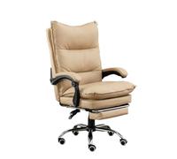 WOTZOV Adjustable Executive Office Chair with Rubber Wheels Retro PU Leather Ergonomic Three-Section High Back Support,Red,Khaki