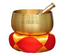 WOTZOV All-Copper Singing Bowl Blessing Chime Ornaments Copper Bowl Household Temple Buddha Hall to Enshrine Buddhist Furniture，7 inch