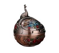 WOTZOV Ashtray Home Creative Ashtray Flip Cover Windproof High-grade Vintage Metal Ornaments Gifts Large Ashtray Ash Holder for Smokers，Rosso Gold