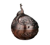 WOTZOV Ashtray Home Creative Ashtray Flip Cover Windproof High-grade Vintage Metal Ornaments Gifts Large Ashtray Ash Holder for Smokers，Rosso Grey