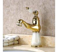 WOTZOV Bathroom Mixer Tap With Pull Out Sprayer,Brass Jade Telescopic Bathroom Sink Basin Taps Shower Bar Mixer-Rose Gold，Golden