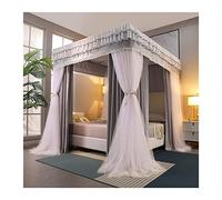 WOTZOV Bed Canopy Bed Canopy, Single/Double Bed 4 Corners Mosquito Net - Dustproof & Blackout, Bedroom Romantic Decor Lace Bed Curtain，Light Grey 180x220x200cm