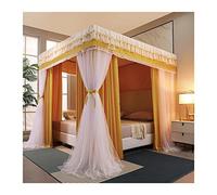 WOTZOV Bed Canopy with Mosquito Net for Bedroom for 1.5m Beds, 4 Support Corners, Luxury Bed Canopy, Blackout and Dustproof Bed Curtain，Style 2 150x200x200cm