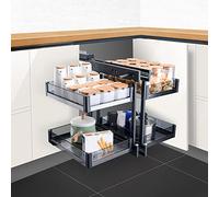 WOTZOV Blind Corner Cabinet nizer with Soft Close 4-Shelf Pull-Out Basket for Kitchen Storage Space-Saving Corner Cabinet Solution Kitchen Corner nizer.，Swings Left