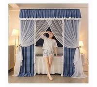 WOTZOV Blue 4-Corner Column Bed Canopy Mosquito net, with Bracket, Spring Summer Autumn Winter Single Double Bed Decorative Curtain，Style 2 180X210cm/71X83iinch