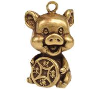 WOTZOV Brass Small Adorable Retro Desktop Decor Pure Copper Statue Ornament,Keychain Pendant Lucky Zodiac Pig Brass Cute Pig Solid Pendant Keychain Pendant Small Ornament, Brass
