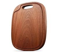 WOTZOV Ebony Wood Cutting Board with Juice Groove & Handle Hole Small Butcher Chopping Board for Meat Vegetables Bread Portable Walnut Color,14.1x9.2 inch