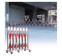 WOTZOV Expandable Mobile Barrier Gate, Industrial Security Traffic Barricade with Casters, Portable Retractable Driveway Fence for Parking Road Garage，Silver 4.3x16.4in/1.3x5m
