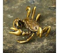 WOTZOV Figurine Small Brass Statue Golden Brass Craft Miniatures Sculpture Antique 5.2CM Pure Copper Solid Lukcy Crab Sculpture Tea Pet Ornament Accessories Retro Bronze Animal